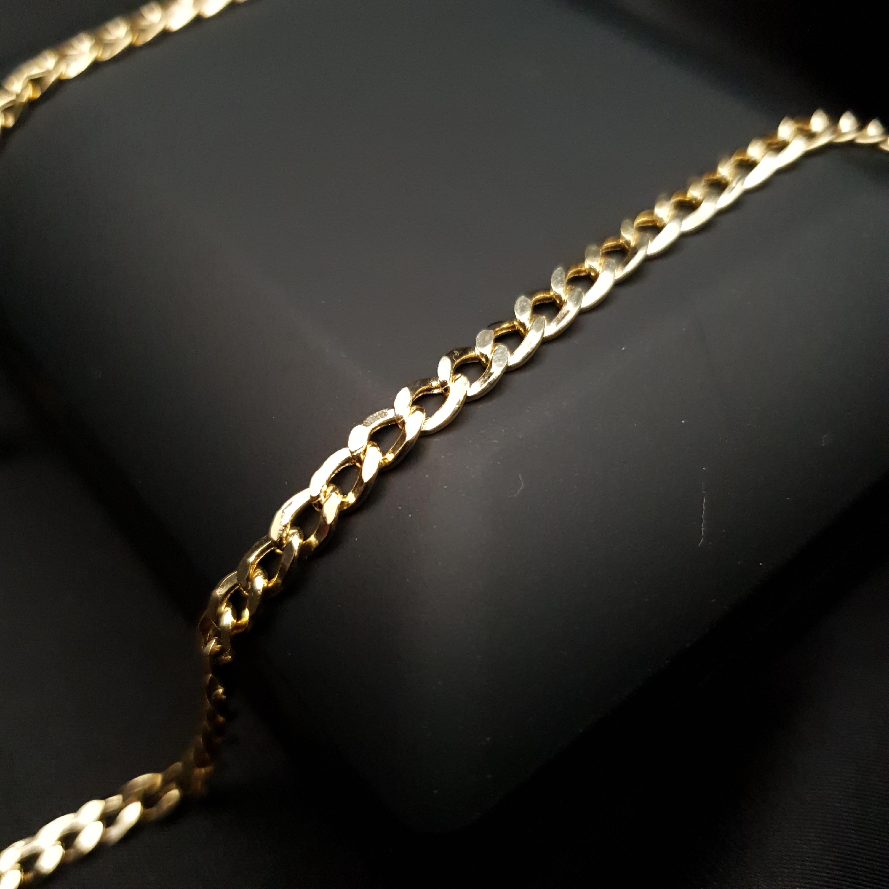 14K Gold Curb Link Necklace - 4mm Chain, Unisex, Birthday Gift