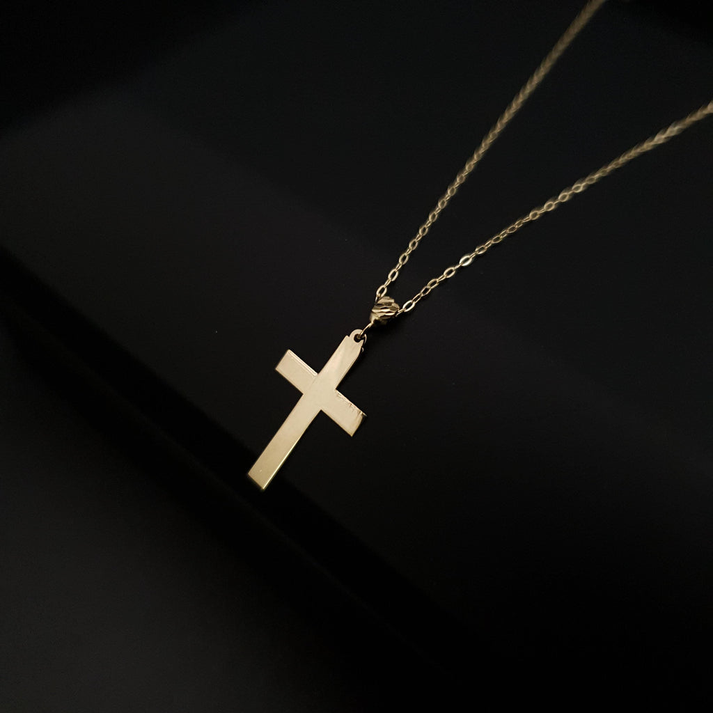 14K Real Gold Cross Necklace: Baptism Gift