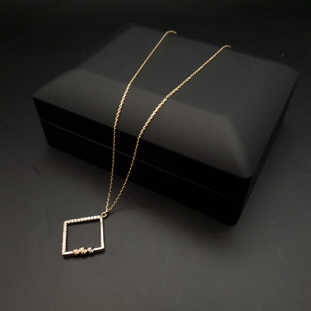 18k Gold Square Initial Necklace: Geometric Modern Design, Birthday Gift, Gift For her,