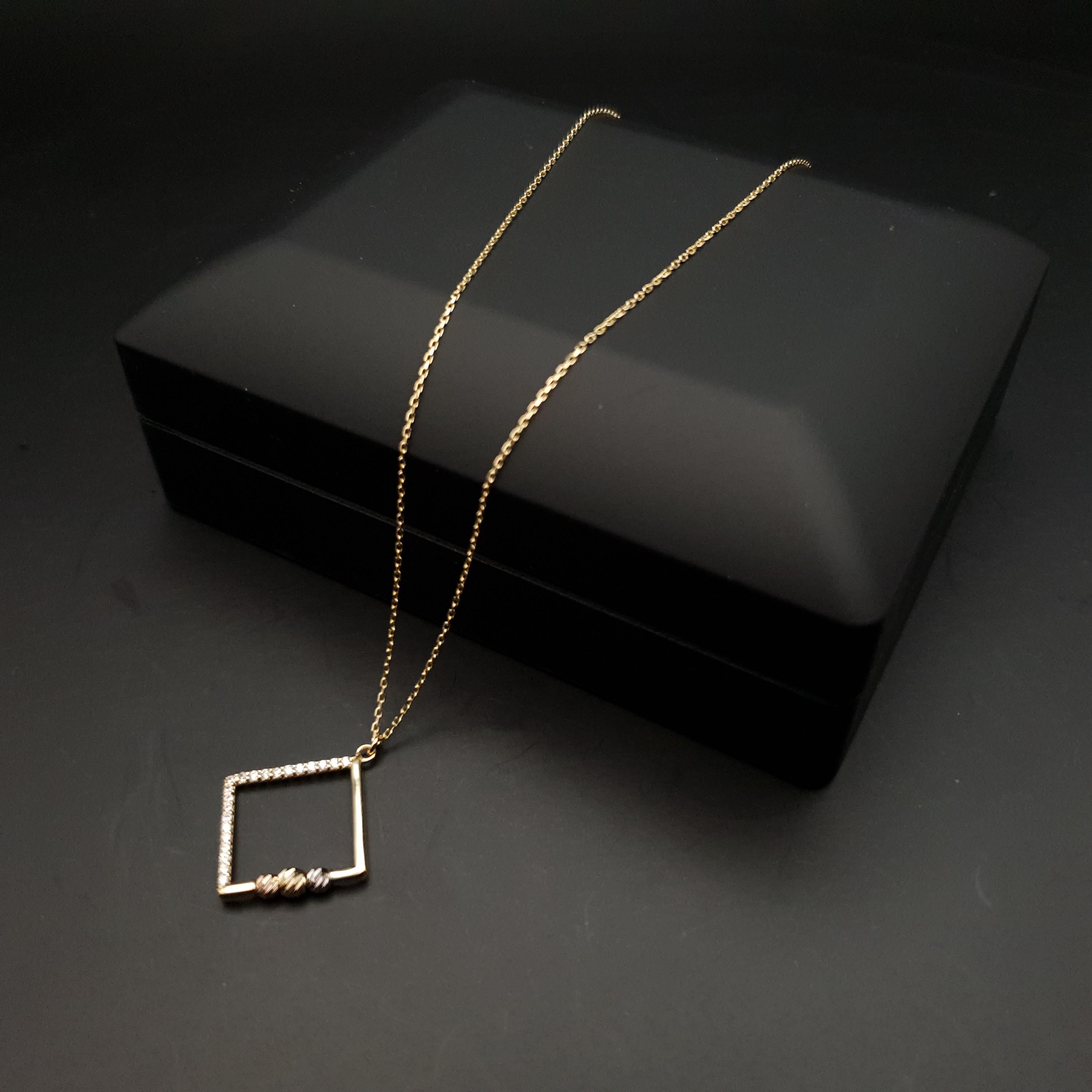 18k Gold Square Initial Necklace: Geometric Modern Design, Birthday Gift, Gift For her,