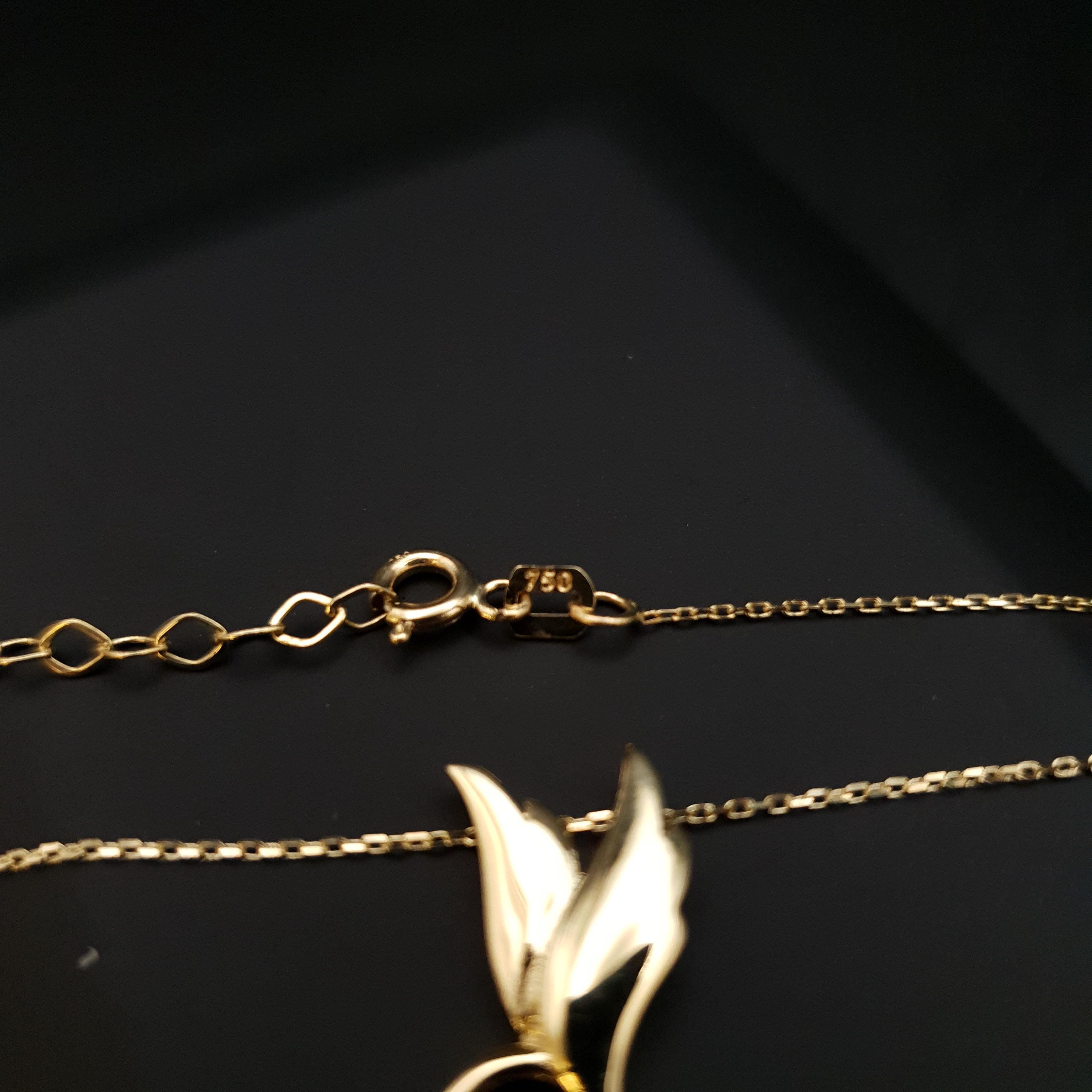 18K Gold Winged Heart Necklace with Diamond