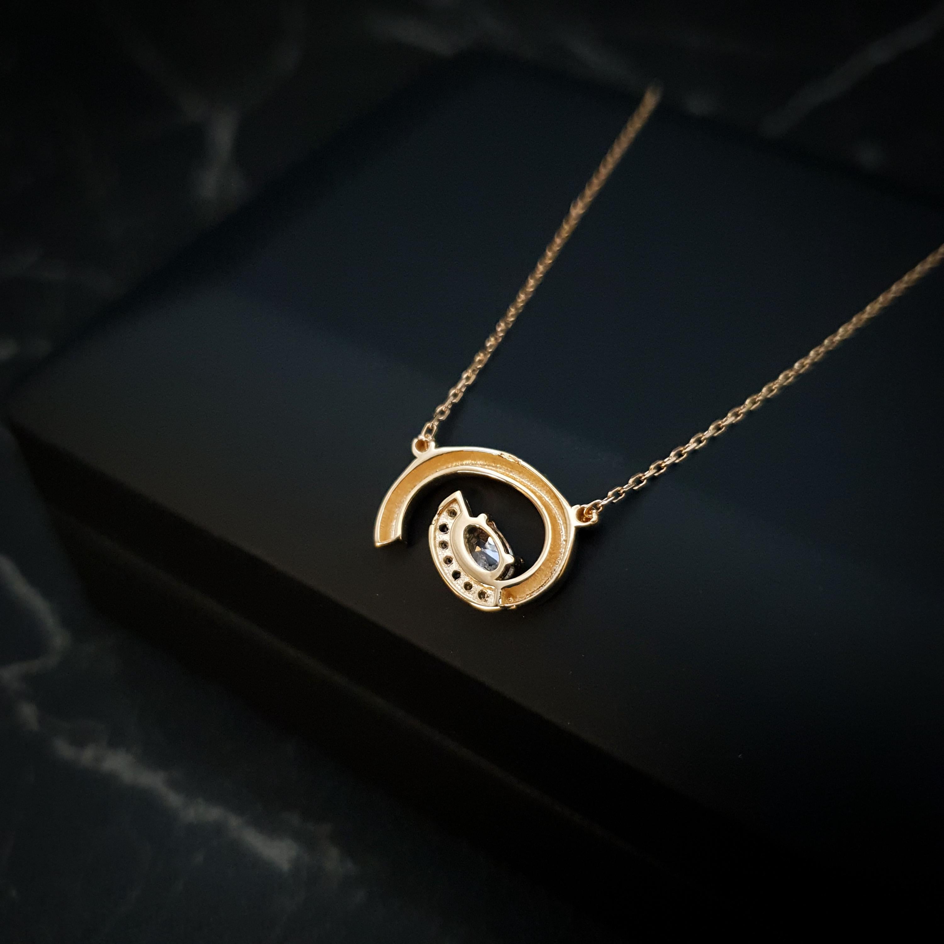 18K Gold Whirlpool Necklace, Forged Gold Pendant
