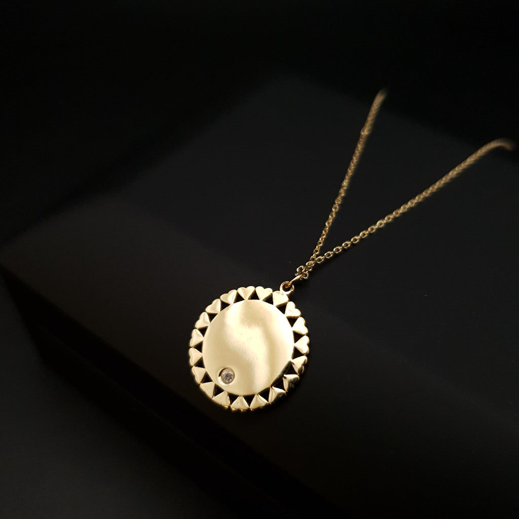 18K Gold Circle Pendant Necklace: Love Circle, 18 inch