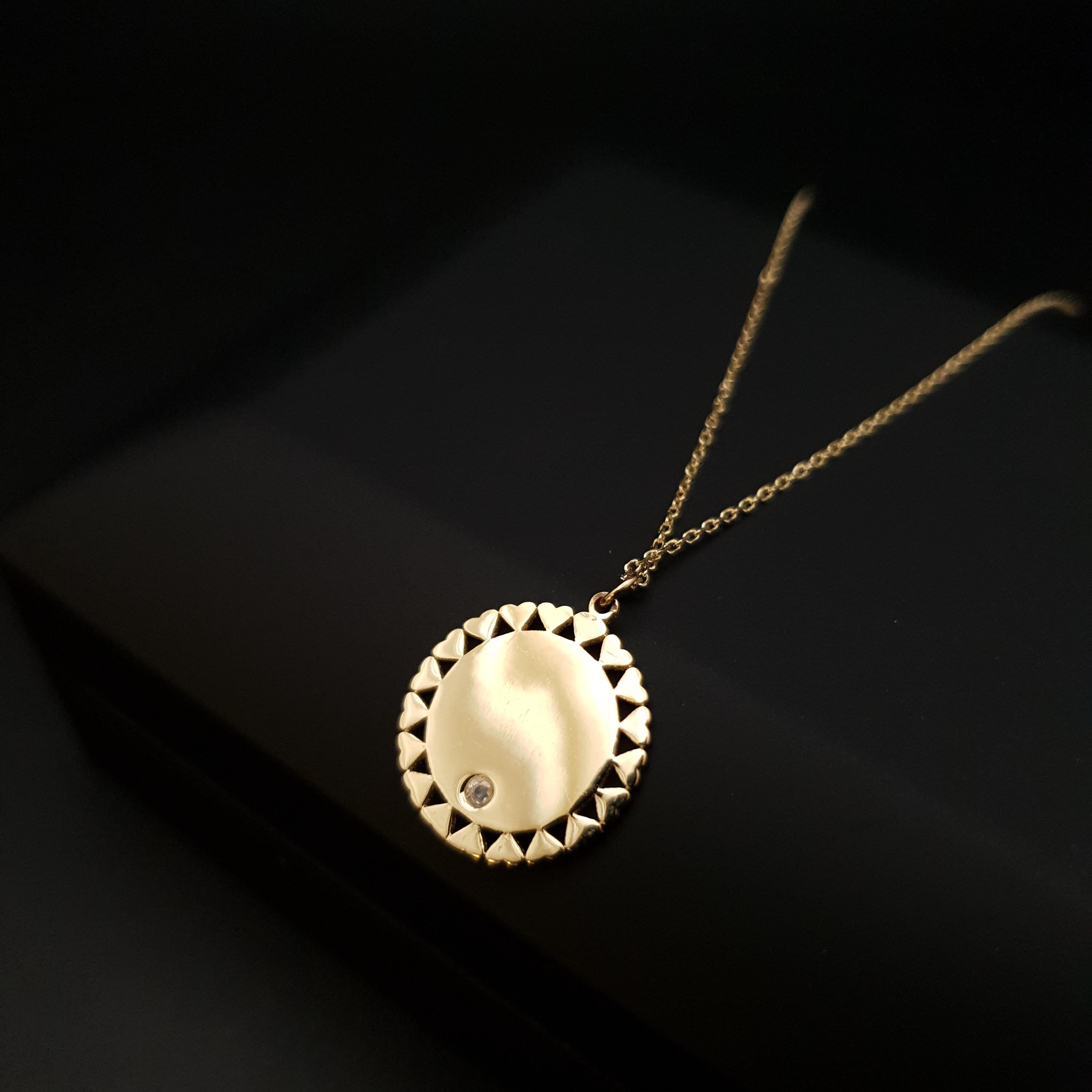 18K Gold Circle Pendant Necklace: Love Circle, 18 inch