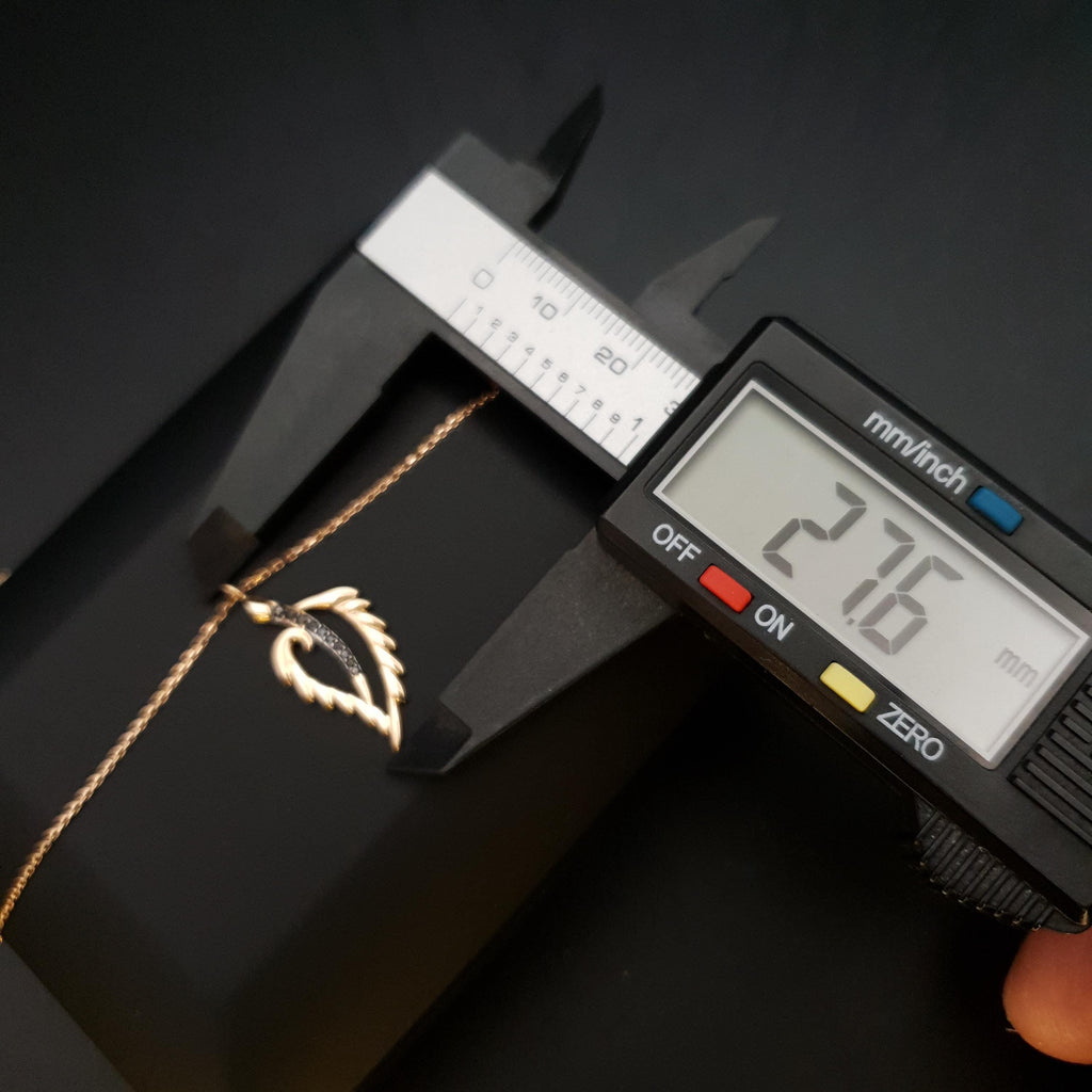 18K Gold Leaf Necklace with Black Accents
