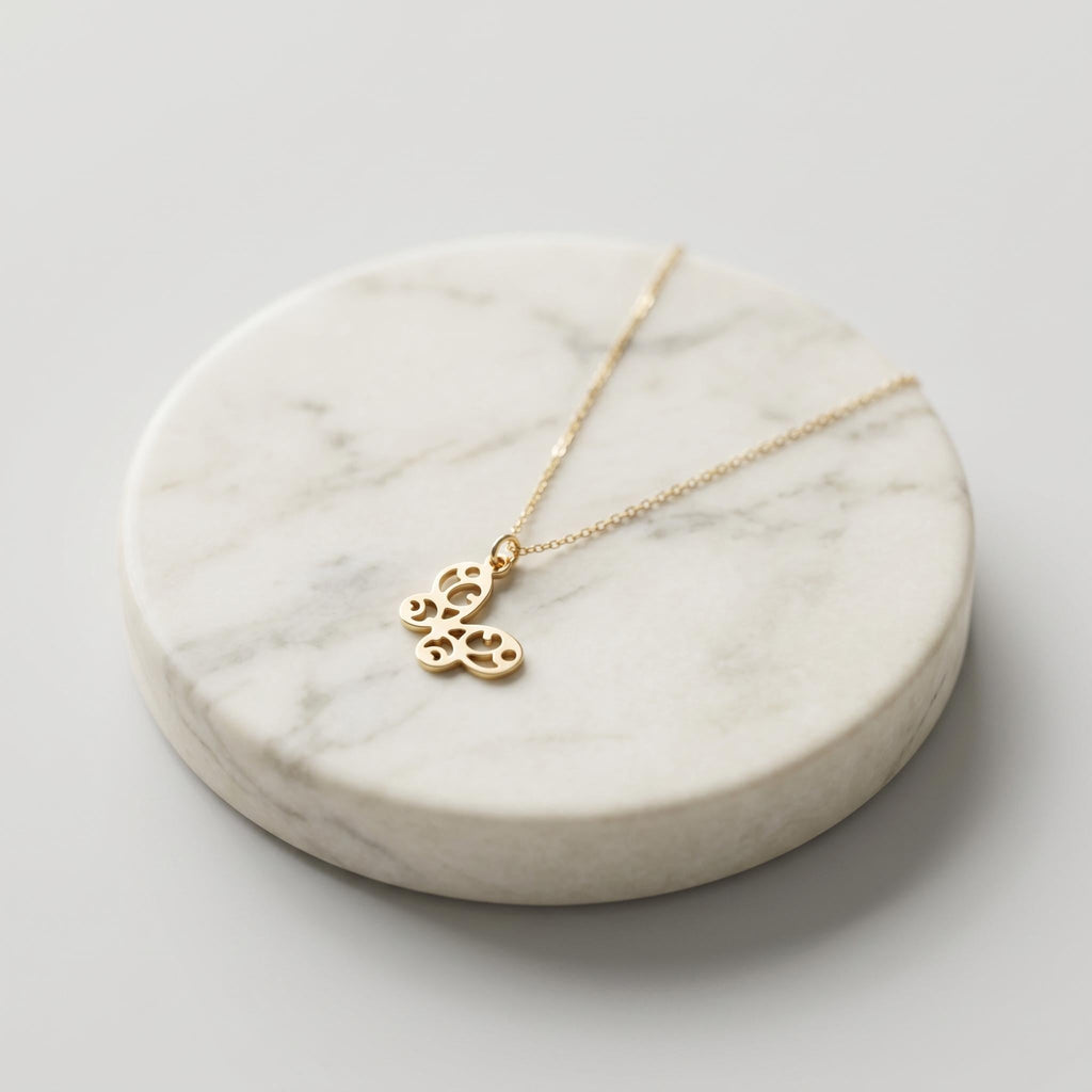 14K Gold Mini Butterfly Necklace: Delicate Charm Pendant