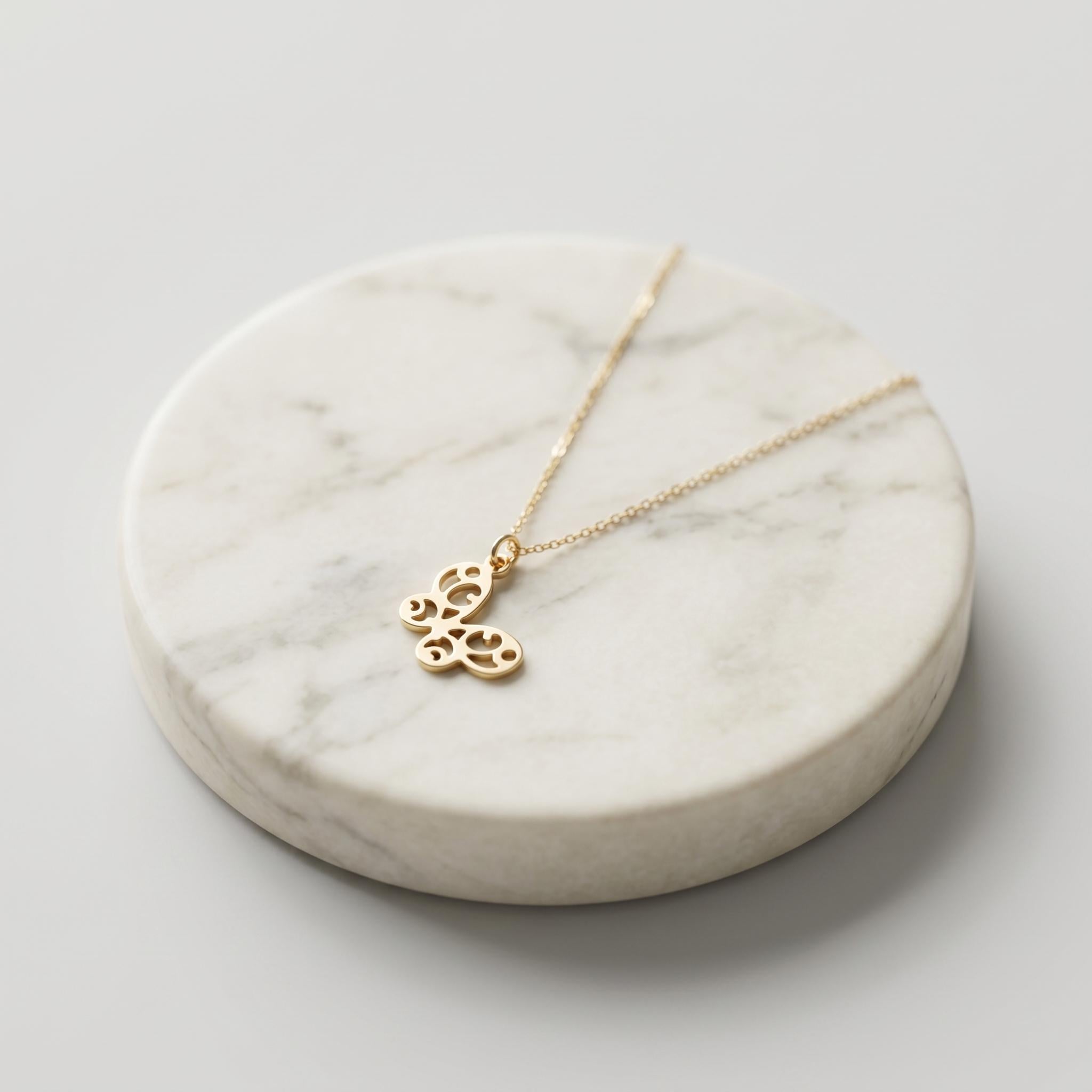 14K Gold Mini Butterfly Necklace: Delicate Charm Pendant