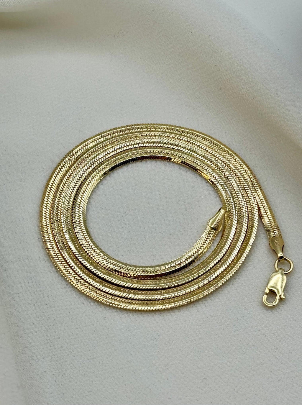 14k Real Gold Herringbone Snake Chain Necklace. (3.5MM)