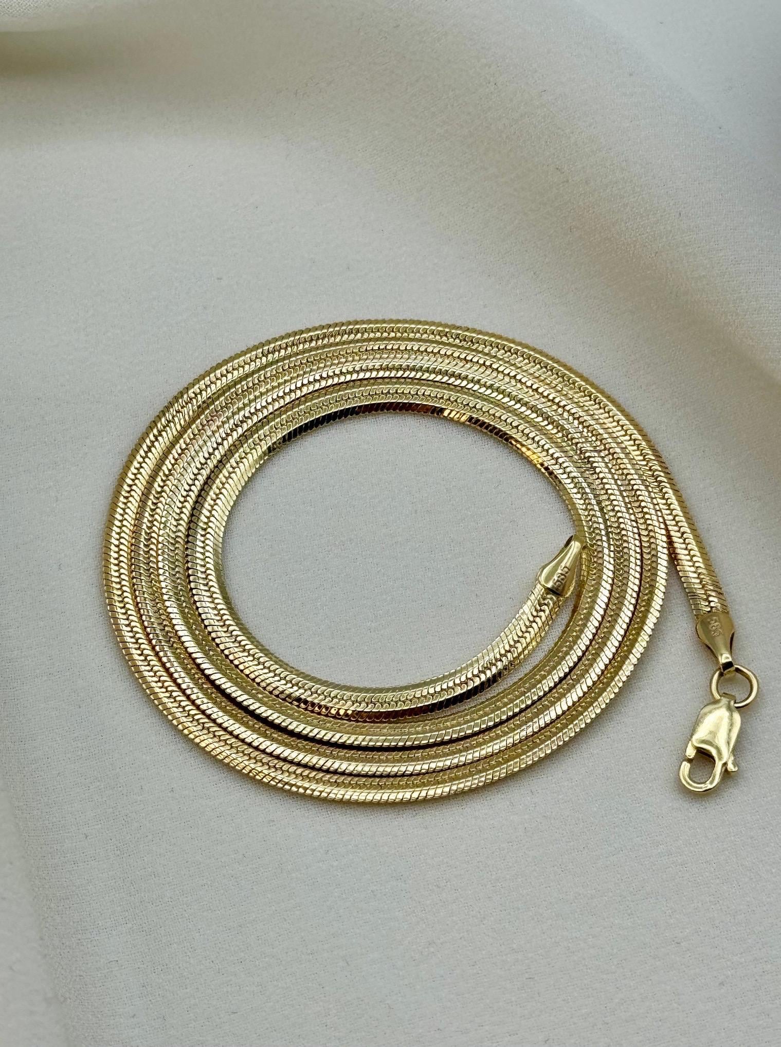 14k Real Gold Herringbone Snake Chain Necklace. (3.5MM)