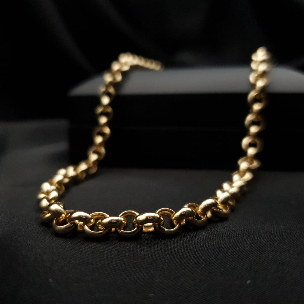 14k Real Gold Rolo Chain Necklace: 7mm or 6mm Unisex