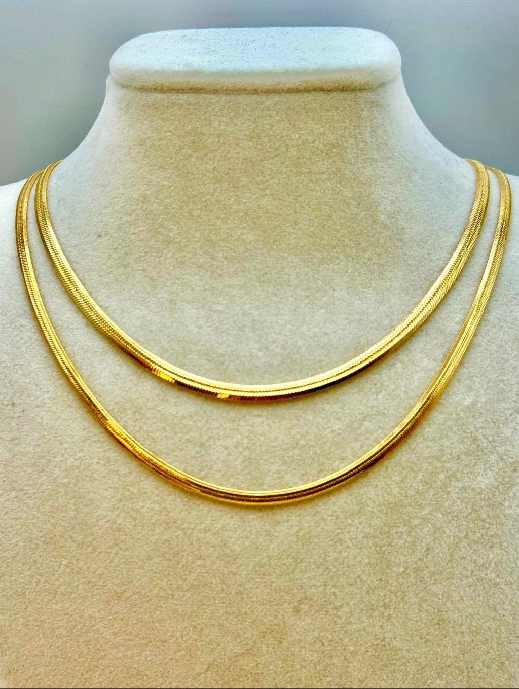14k Real Gold Herringbone Snake Chain Necklace. (3.5MM)