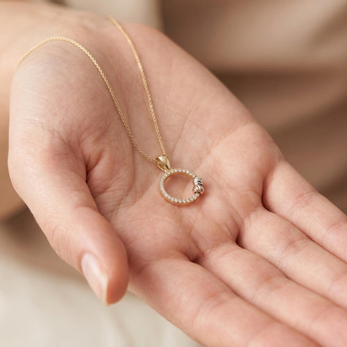 14K Gold Ring Pendant Necklace: Modern Circle Charm