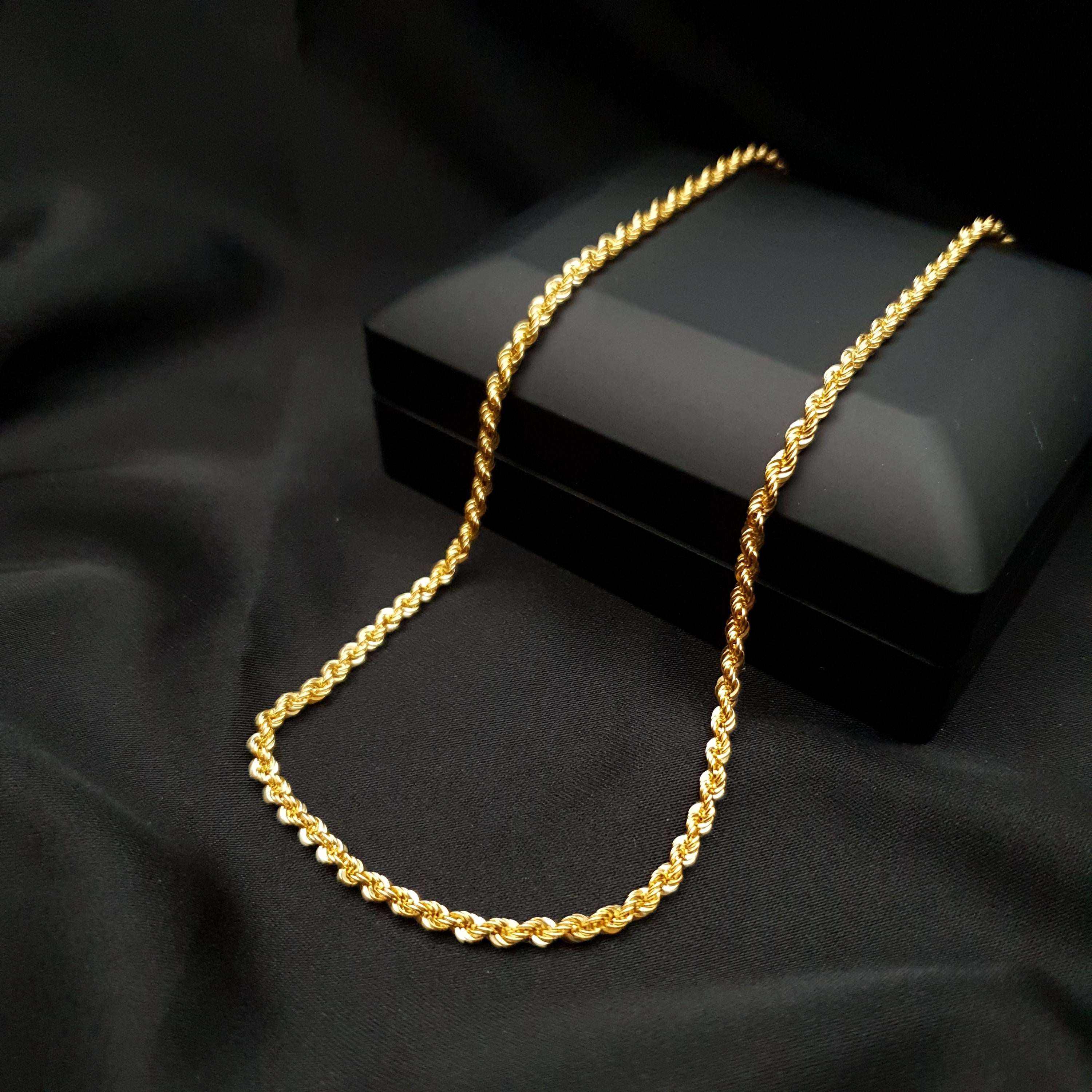 14K Gold Diamond Cut Rope Chain Necklace (2.5mm-4.5mm), Unisex, Birthday gift