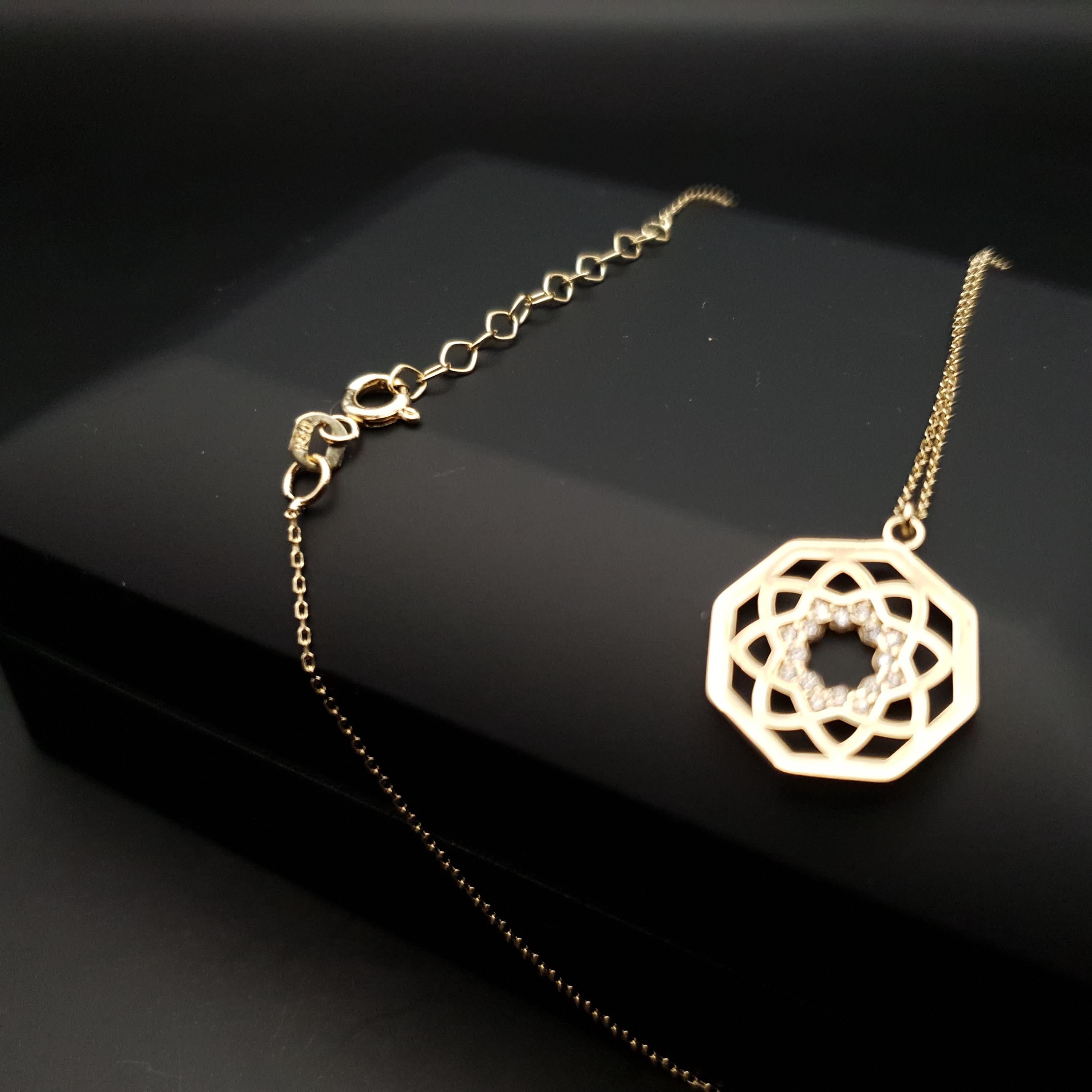 18k Gold Octagon Necklace: Chakra Pendant