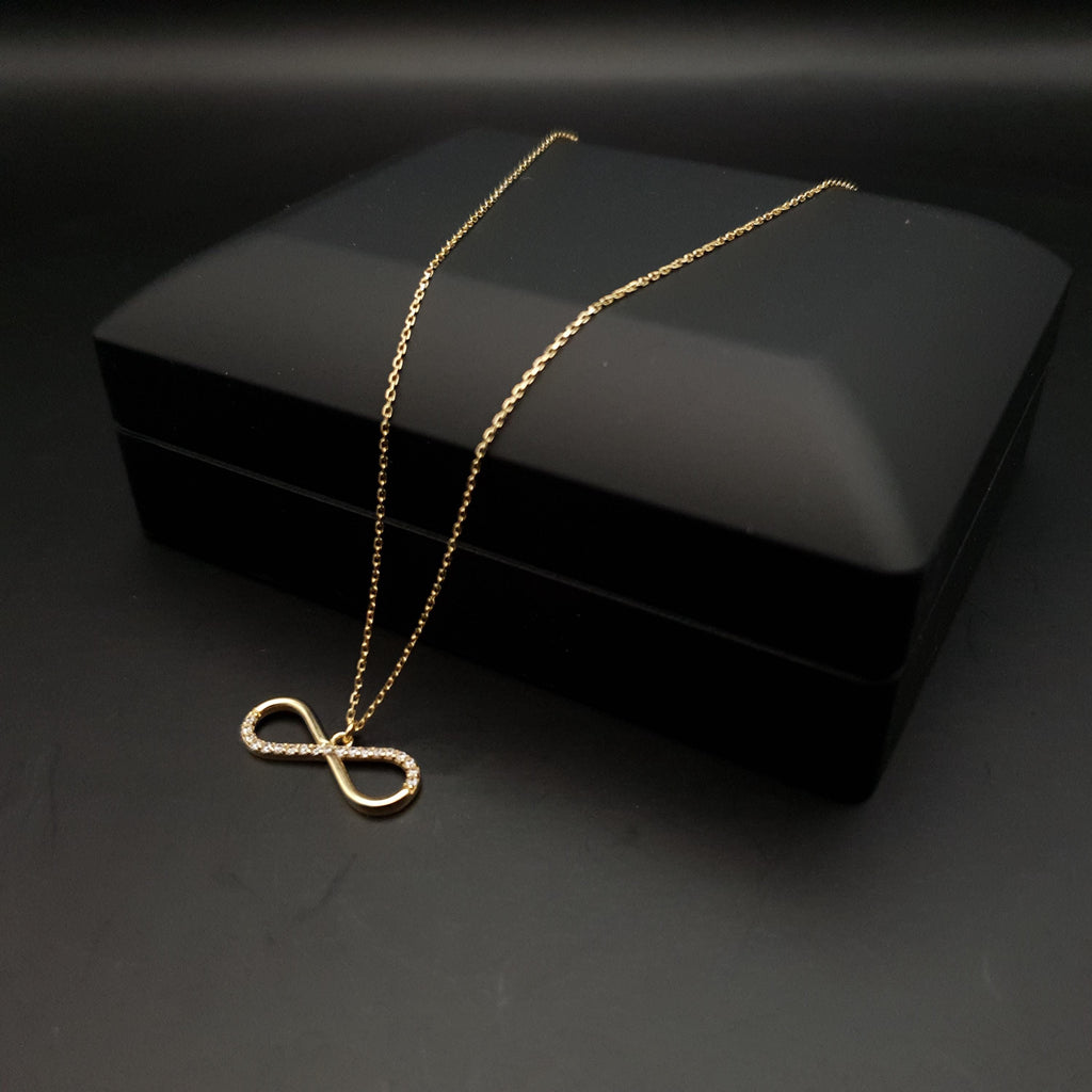 18k Real Gold Infinity Necklace: Delicate Charm Pendant