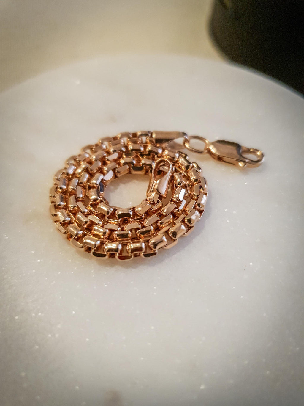14K Gold Rose Bracelet, 8 inch length and 4mm thickness,
