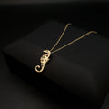18K Solid Gold Sea Horse Pendant Necklace: Modern Design
