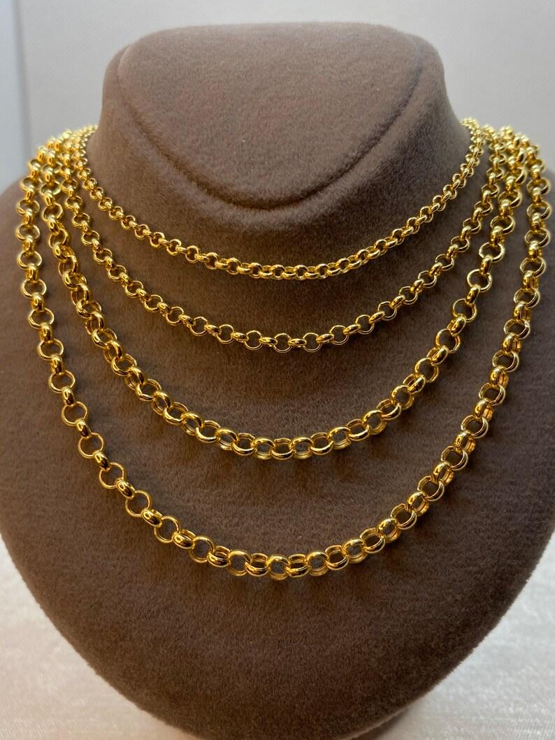 14k Real Gold Rolo Chain Necklace: 2mm,3mm,4mm. Unisex