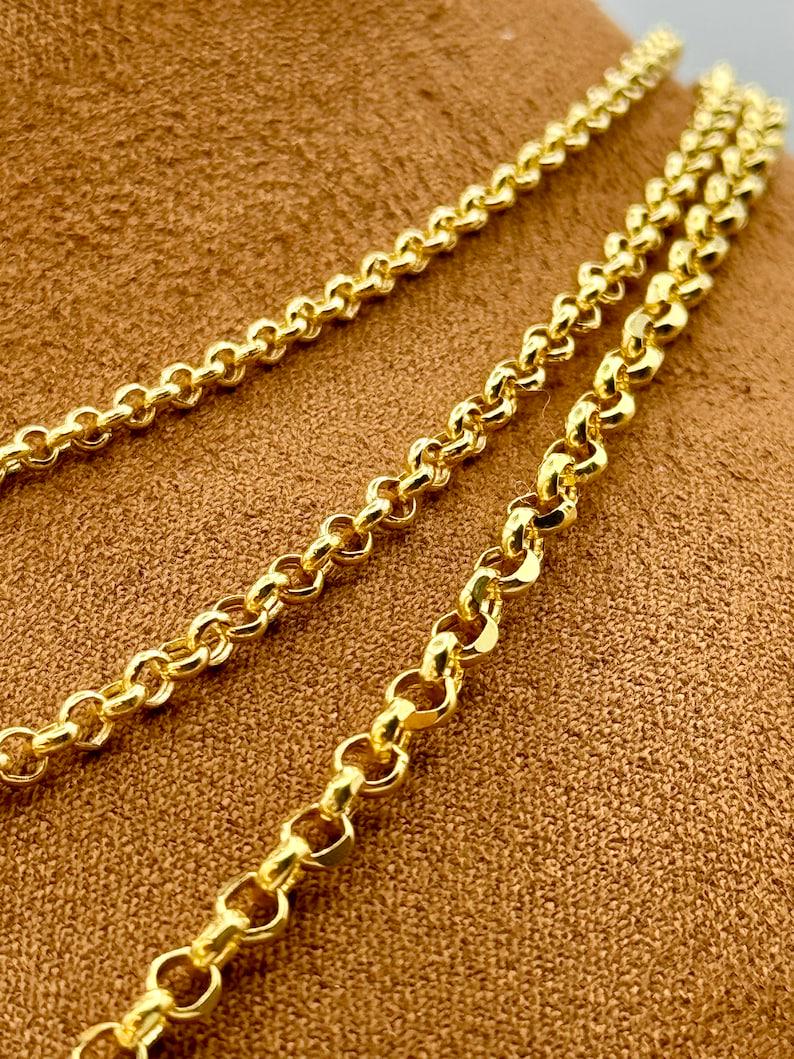 14k Real Gold Rolo Chain Necklace: 2mm,3mm,4mm. Unisex