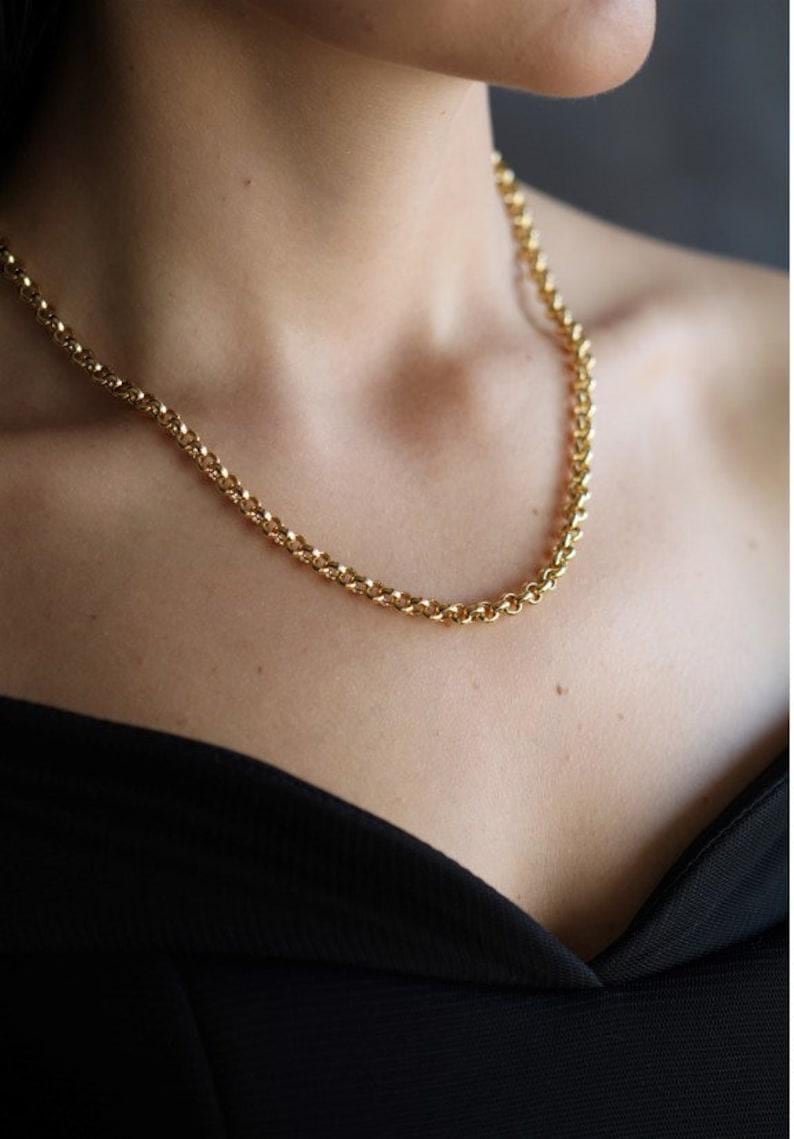 14k Real Gold Rolo Chain Necklace: 2mm,3mm,4mm. Unisex