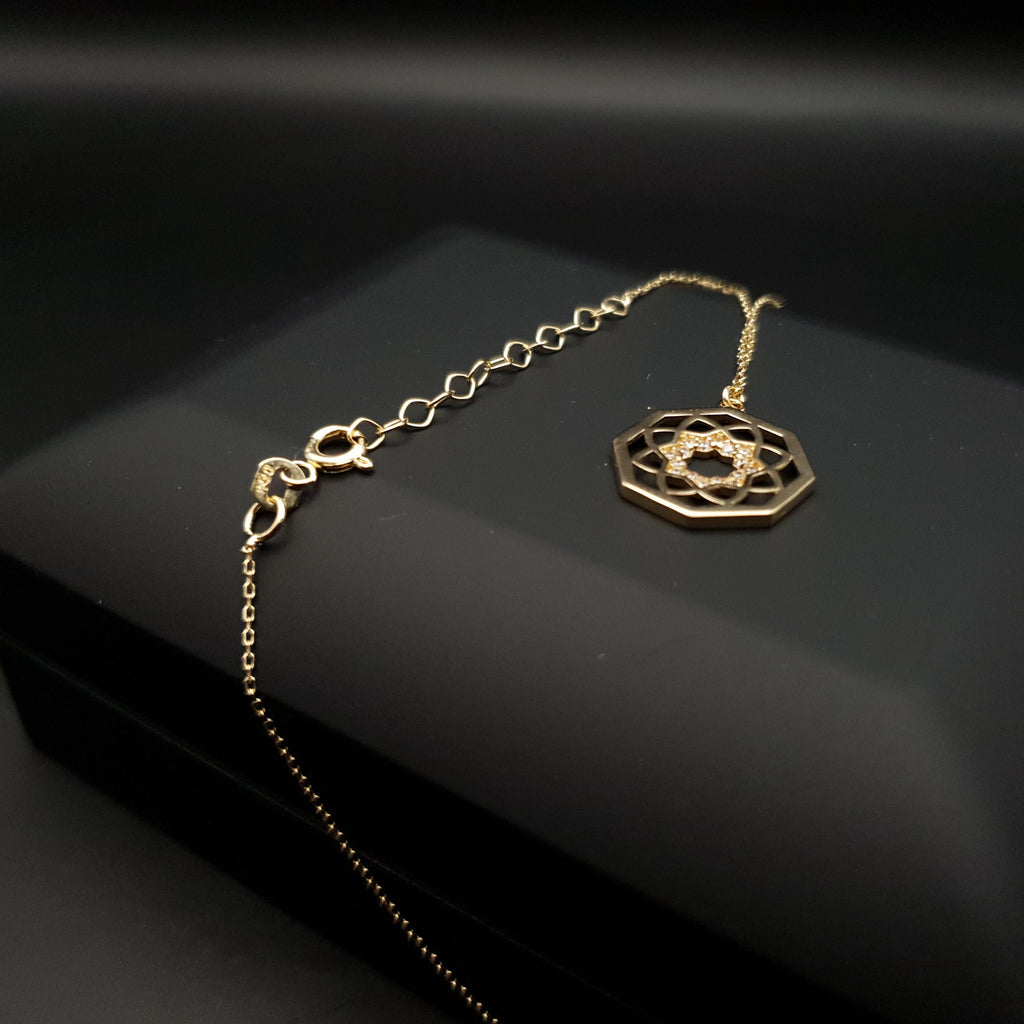 18k Gold Octagon Necklace: Chakra Pendant