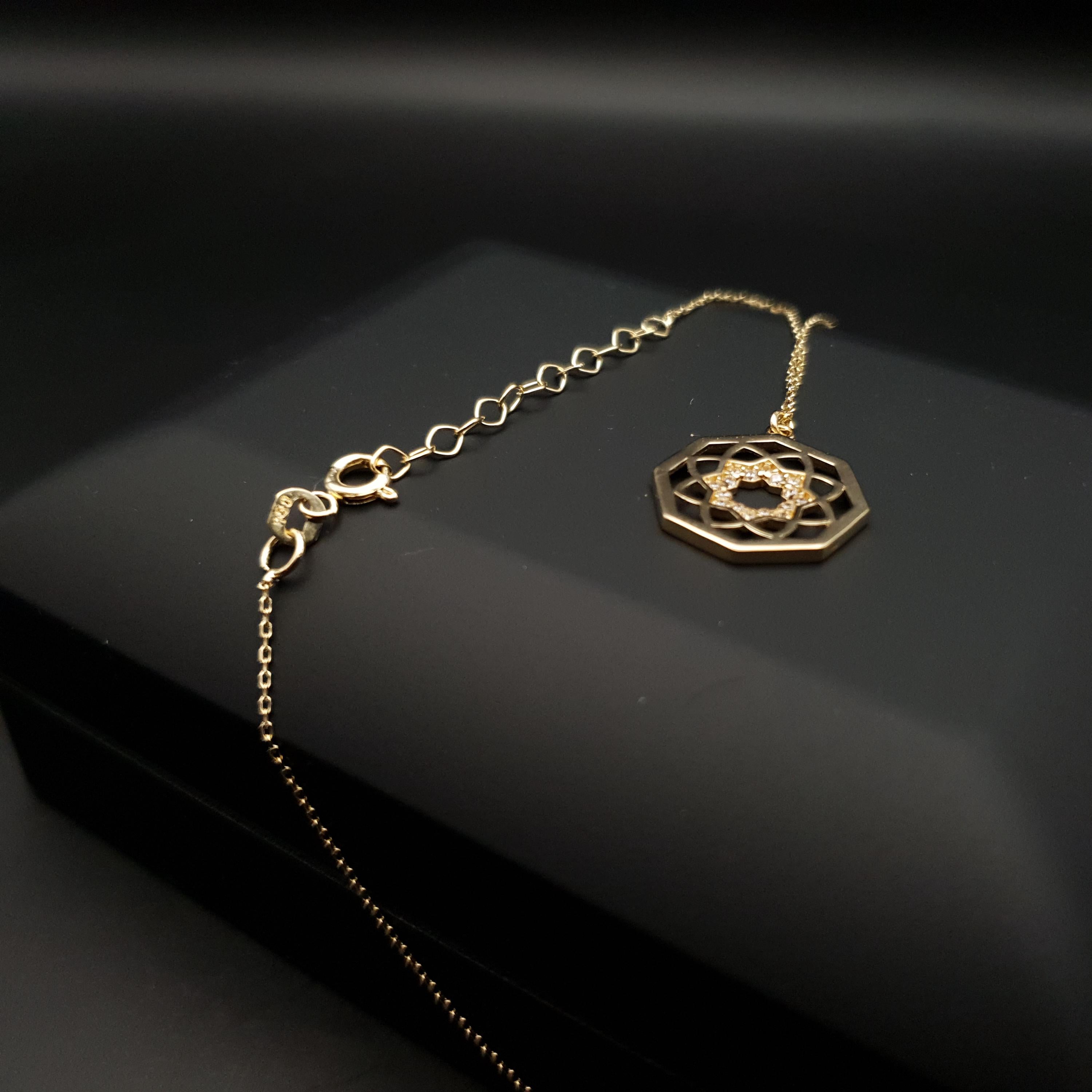 18k Gold Octagon Necklace: Chakra Pendant