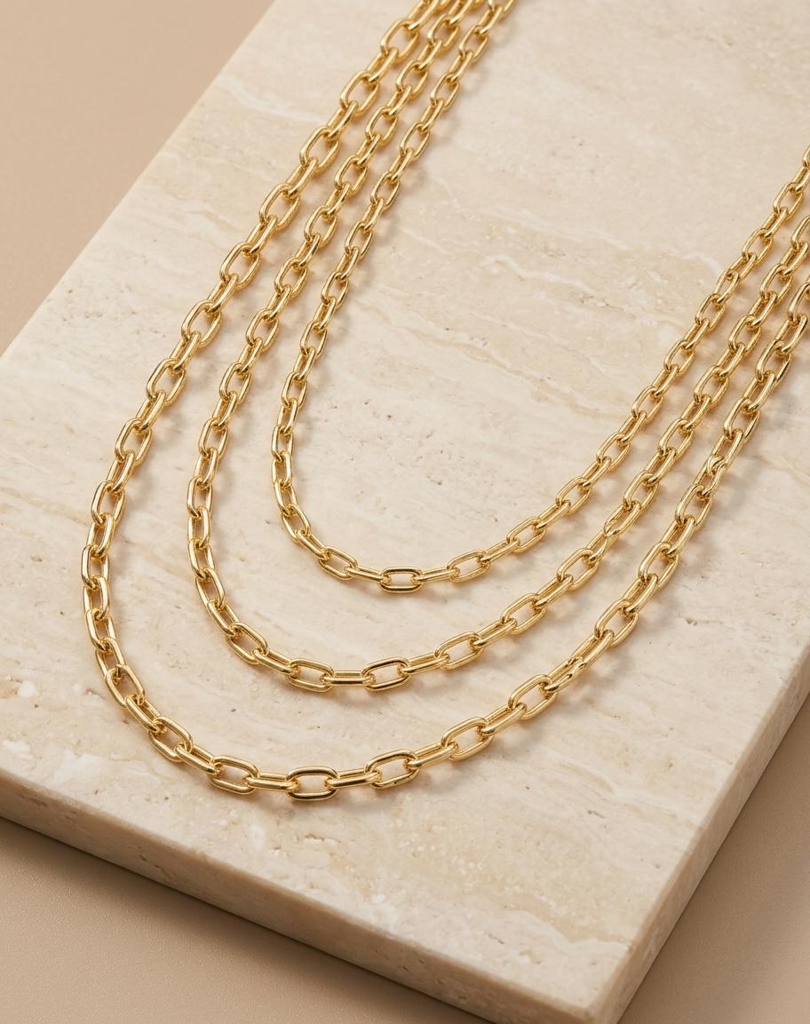 14K Real Gold Cable Chain Necklace, Paperclip Style, Trending Jewelry