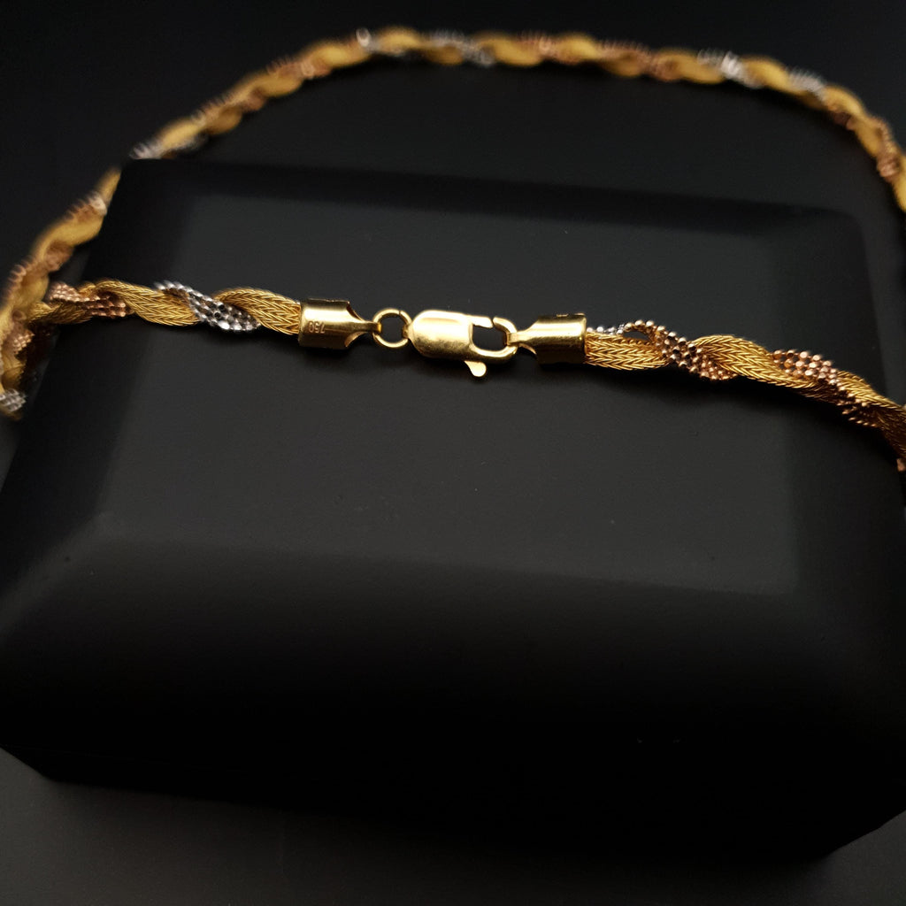 18K Gold Rope Chain 2 Color Necklace (White & Yellow) , 4mm