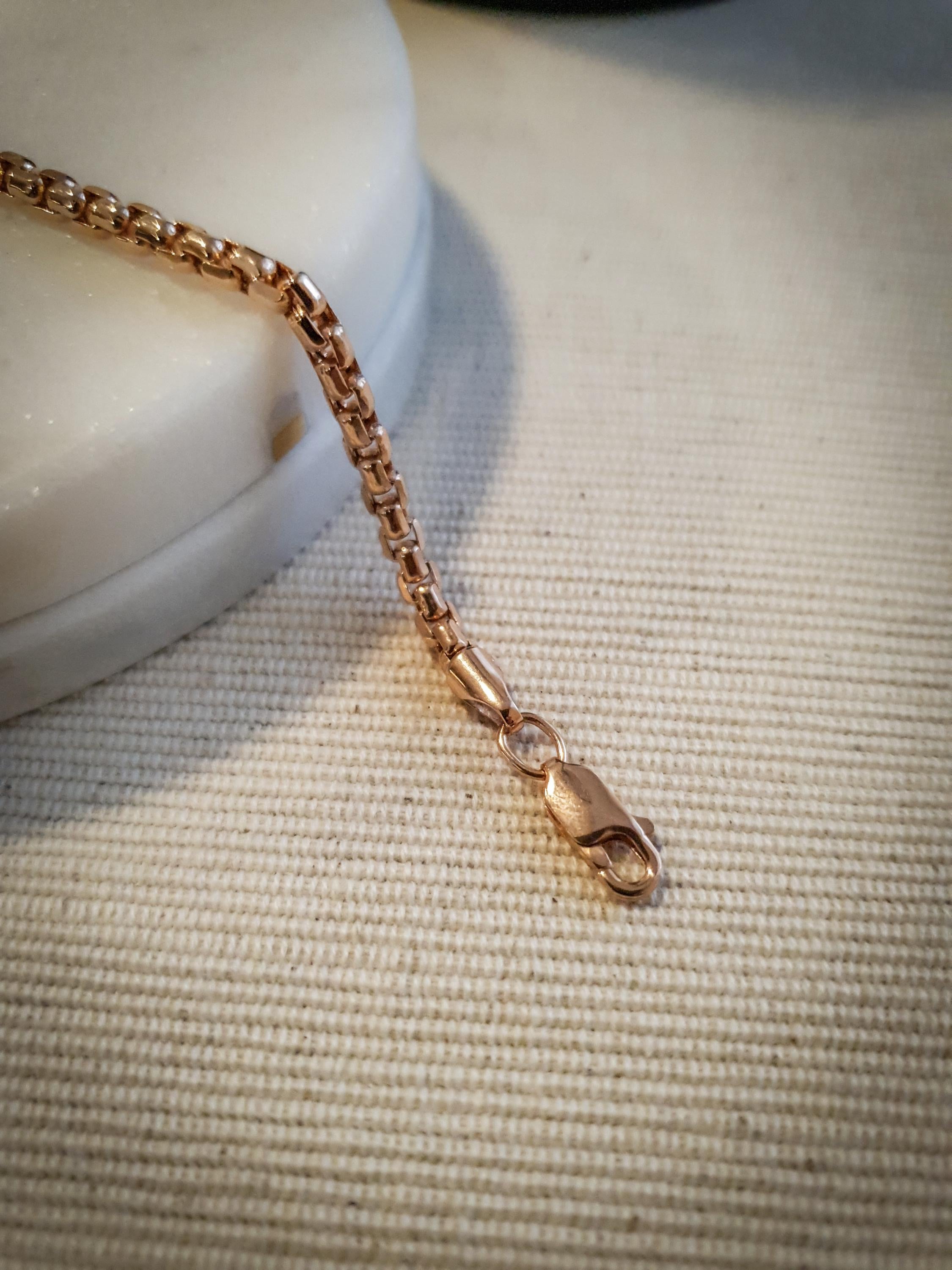 14K Gold Rose Bracelet, 8 inch length and 4mm thickness,