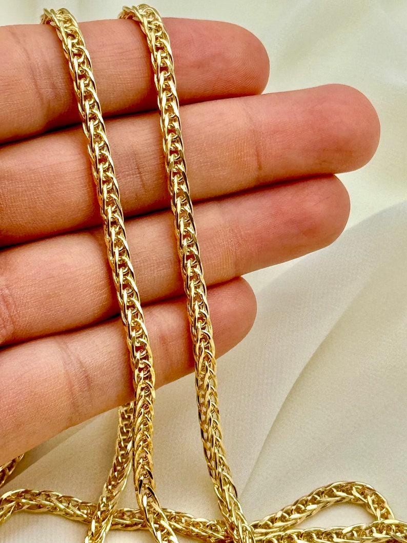 14k Gold Franco Chain Necklace: 4mm Foxtail Diamond Cut, Unisex