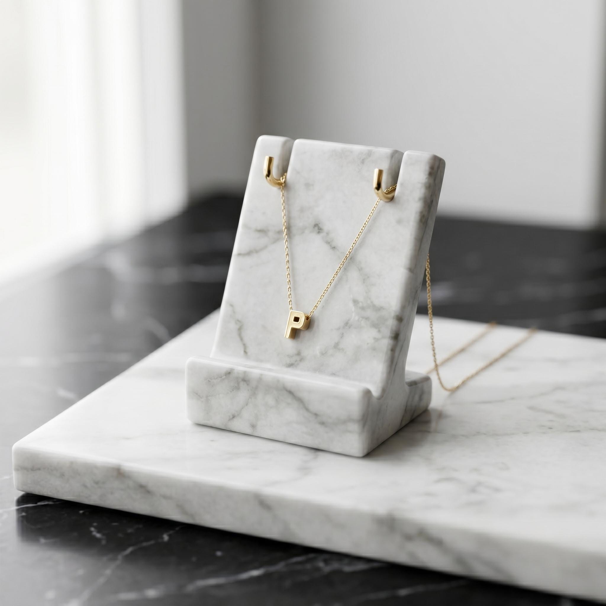 18K Gold Initial P Necklace - Minimalist Letter Pendant