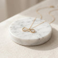 18k Real Gold Infinity Necklace: Delicate Charm Pendant