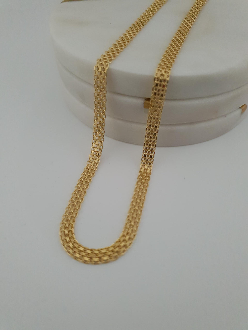 18K Gold Bismarck Chain Necklace – 18 Inch Length Fine Jewelry 5mm Thickness