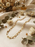 18k Gold Paperclip Chain Necklace: Real Gold Oval Link, 3.3MM Thickness
