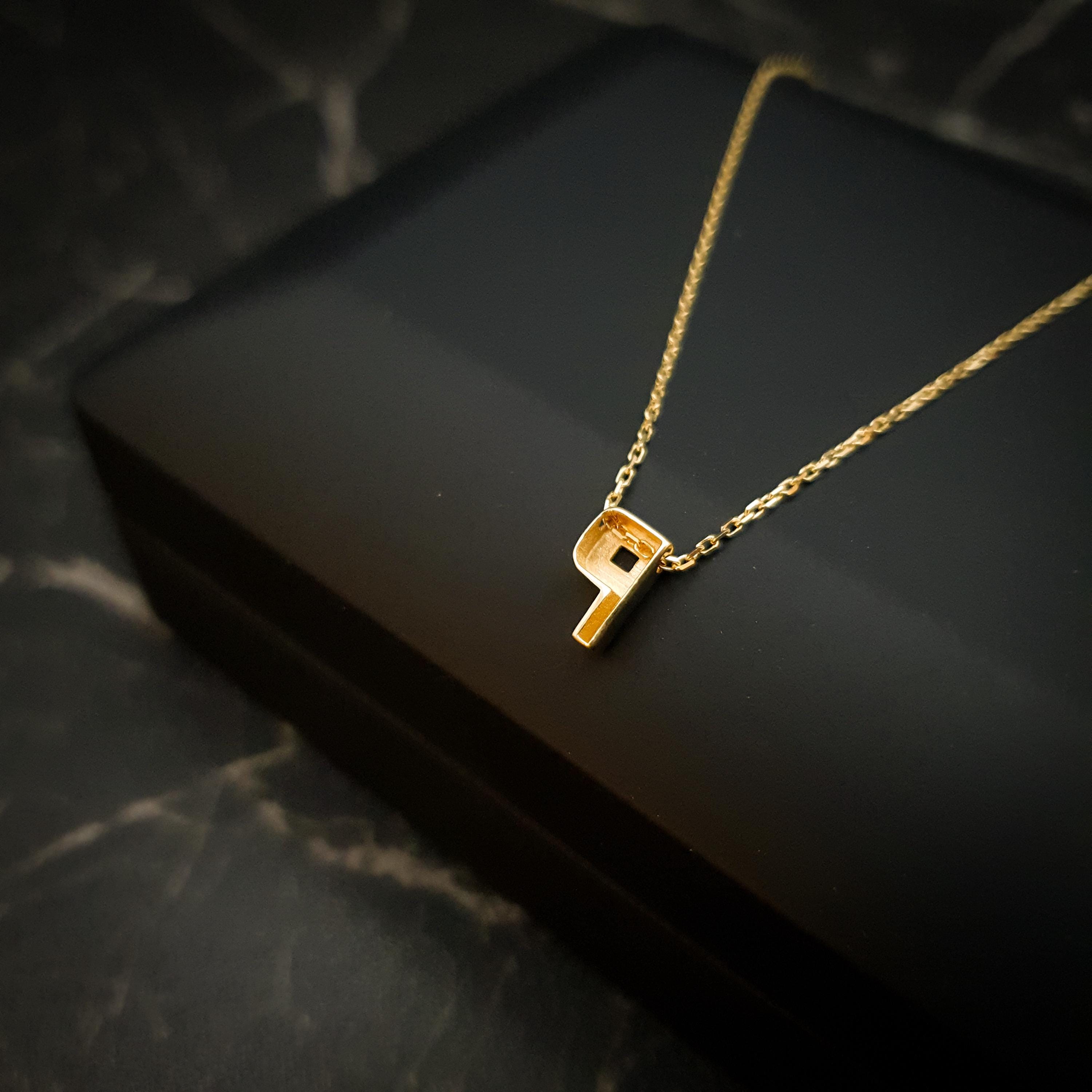 18K Gold Initial P Necklace - Minimalist Letter Pendant