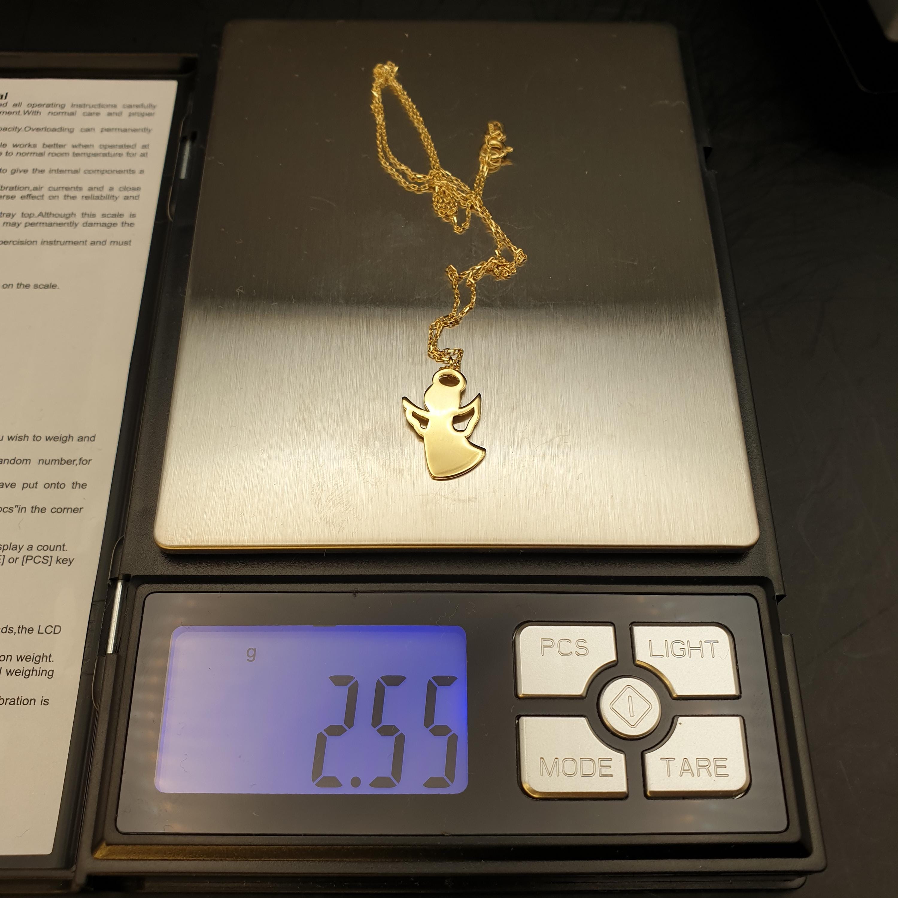 18K Gold Angel Pendant Necklace, Charm Jewelry