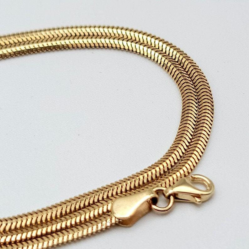 14K Real  Solid Gold Herringbone Snake Chain Necklace (3.5mm)