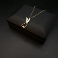 18K Gold Winged Heart Necklace with Diamond