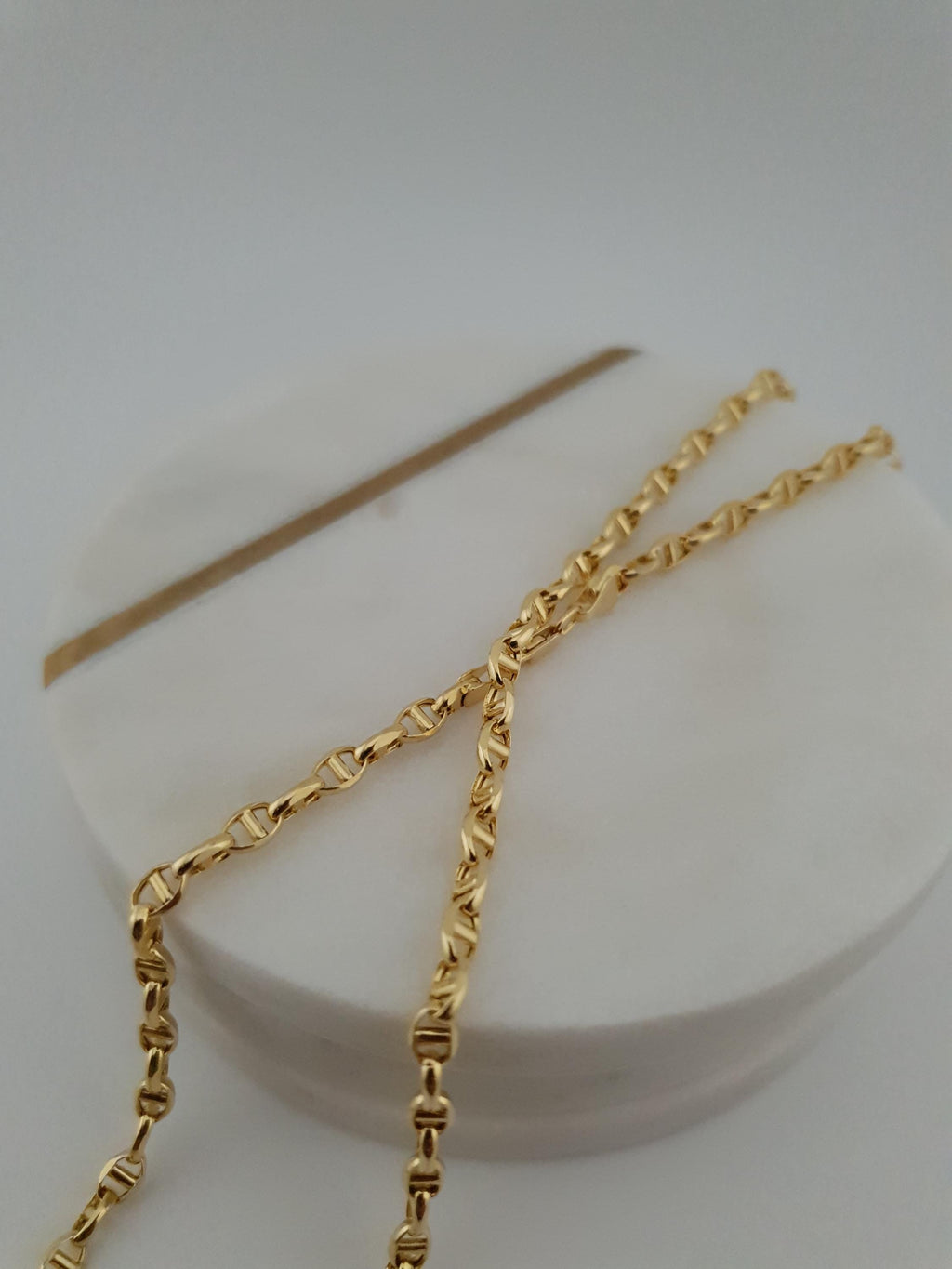 18K Solid Gold Anchor Chain Necklace – 3mm Minimalist Jewelry