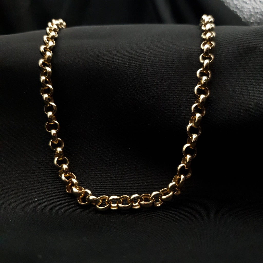 14k Real Gold Rolo Chain Necklace: 7mm or 6mm Unisex