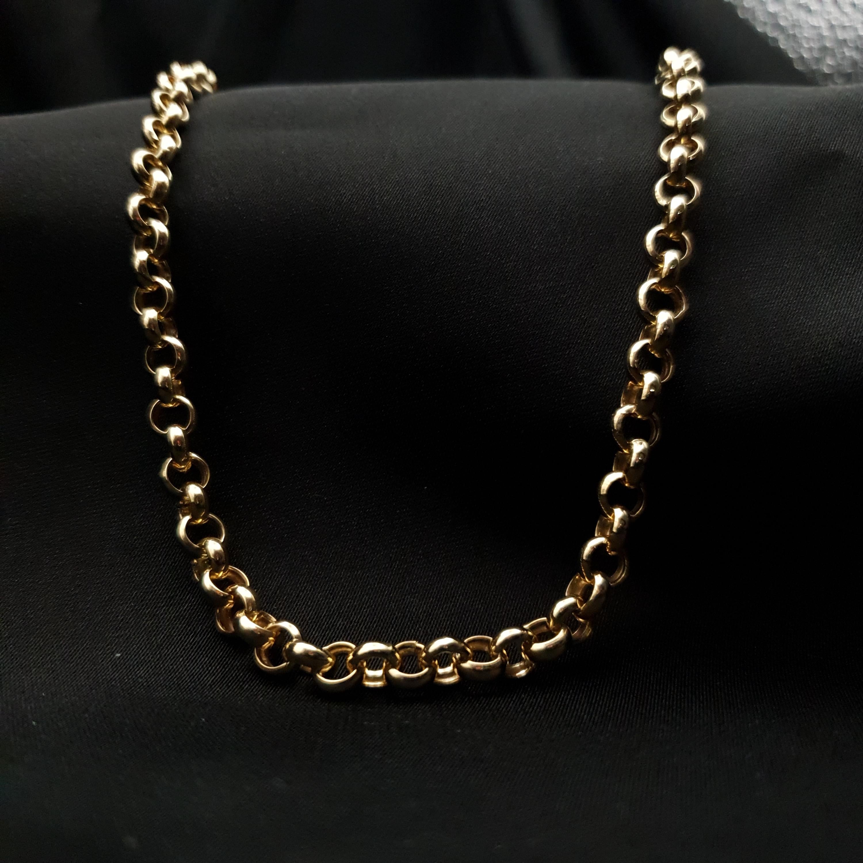 14k Real Gold Rolo Chain Necklace: 7mm or 6mm Unisex