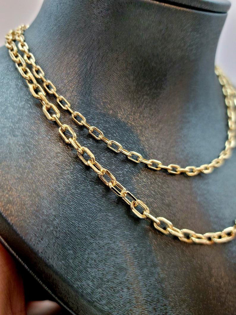 14K Real Gold Cable Chain Necklace, Paperclip Style, Trending Jewelry
