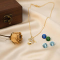 18K Gold Butterfly Necklace with Flower Accent