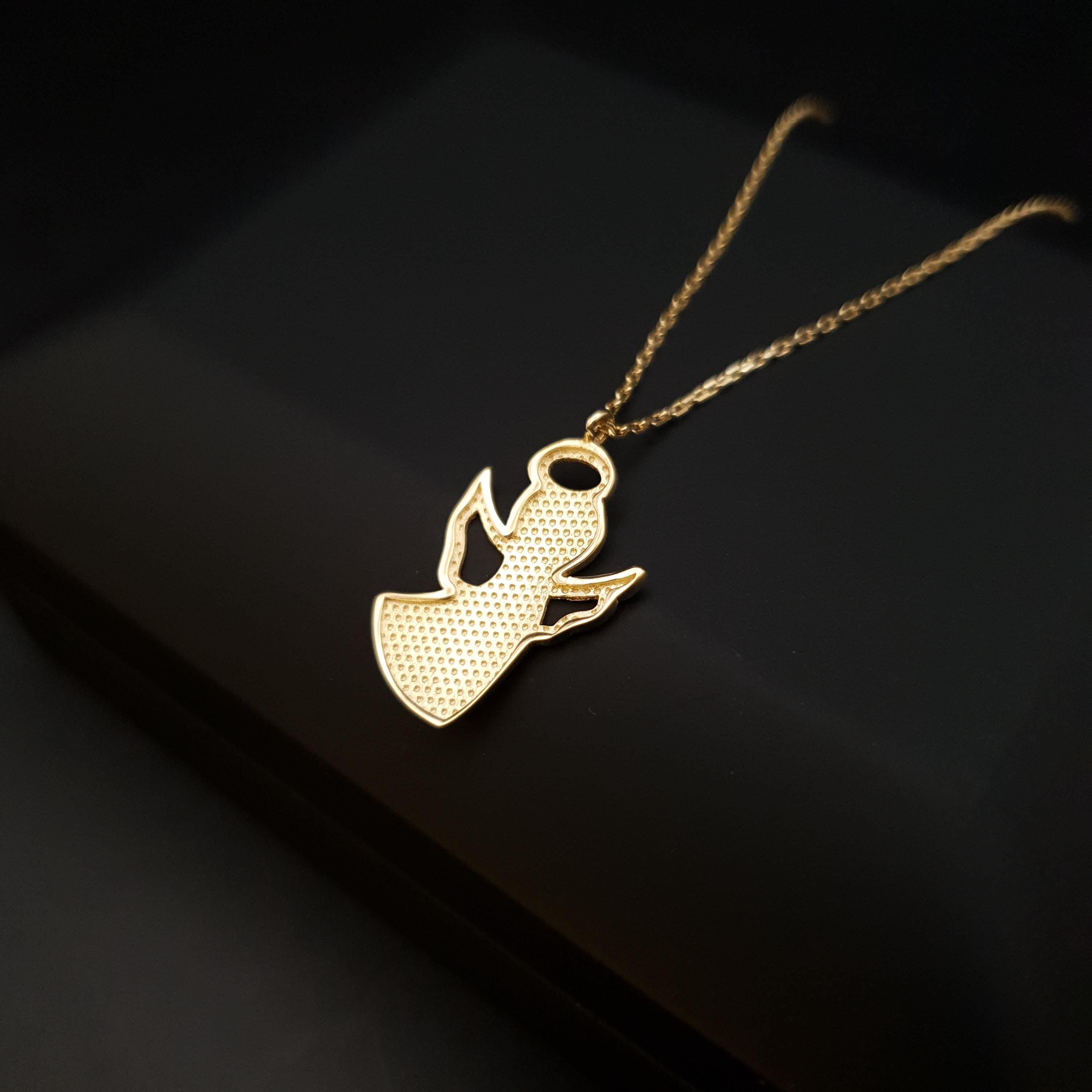 18K Gold Angel Pendant Necklace, Charm Jewelry