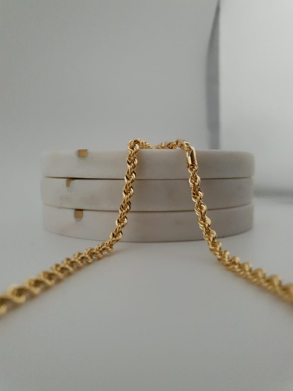 18K Gold Rope Chain Necklace 25 inch- 3.8mm Thickness – Twist Chain, Luxury Minimal Jewelry