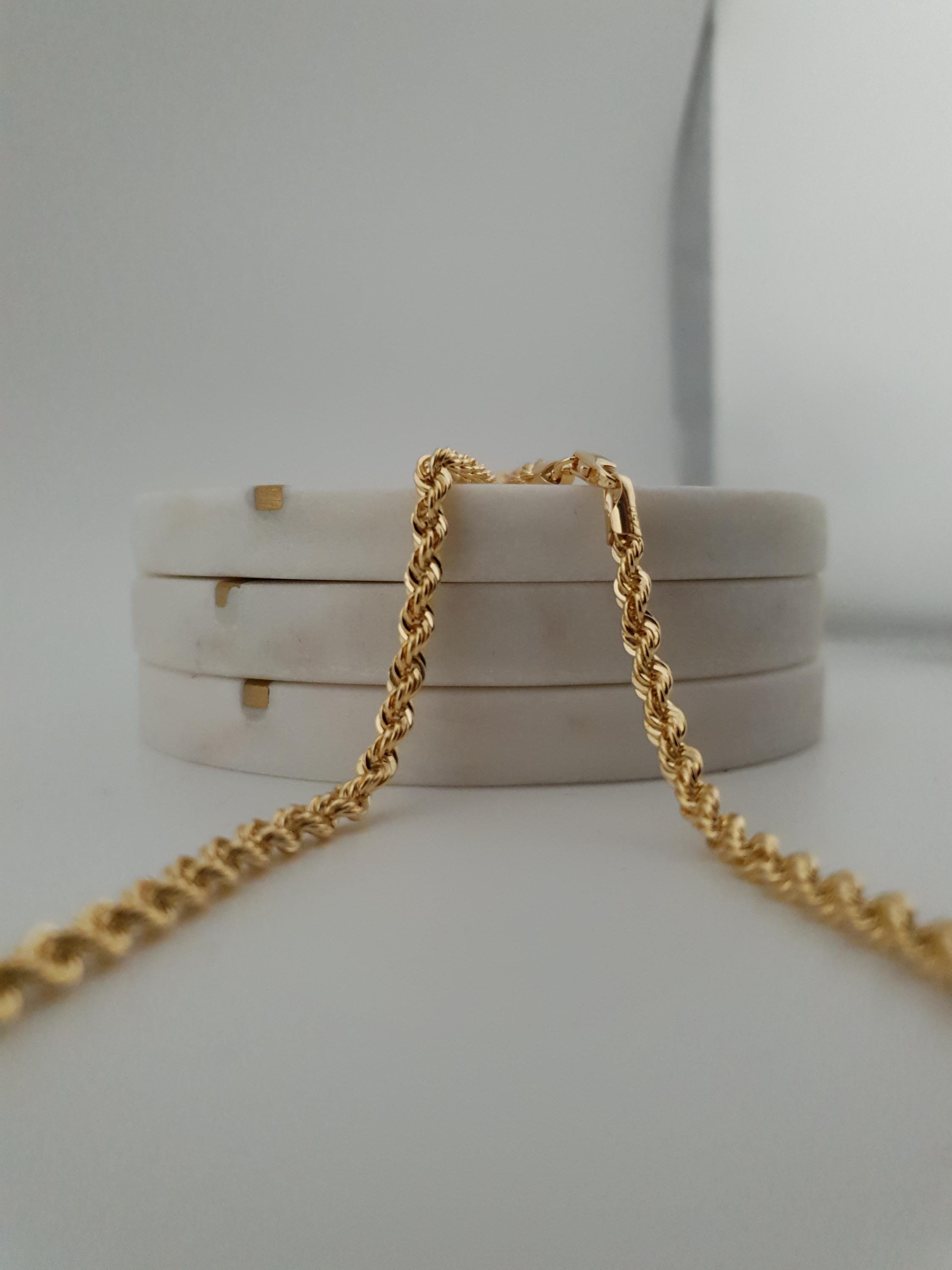 18K Gold Rope Chain Necklace 25 inch- 3.8mm Thickness – Twist Chain, Luxury Minimal Jewelry