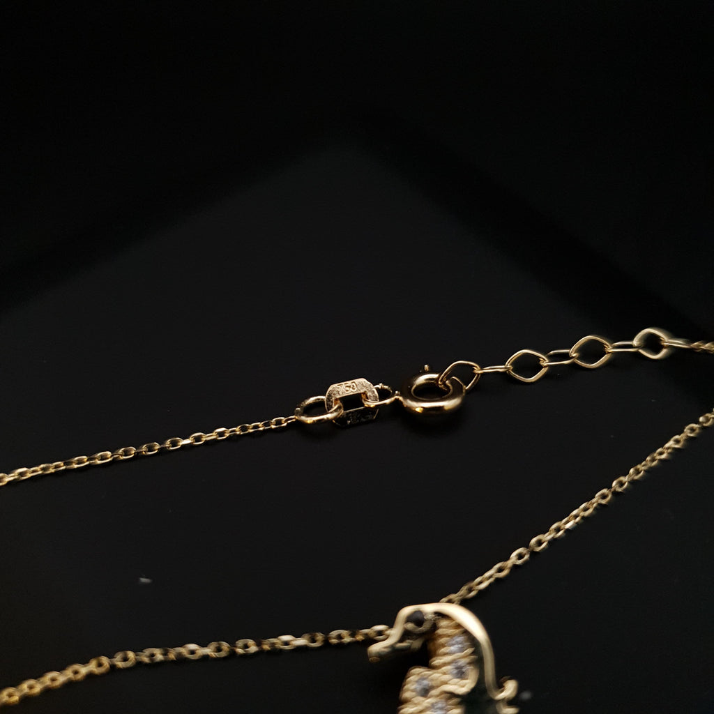 18K Real Gold Sea Horse Necklace, Pendant, charm , gift, birthday, Delicate Design, sea lovers