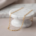 18k Real Gold Paperclip Chain Necklace, 3mm Thickness, Oval Link.