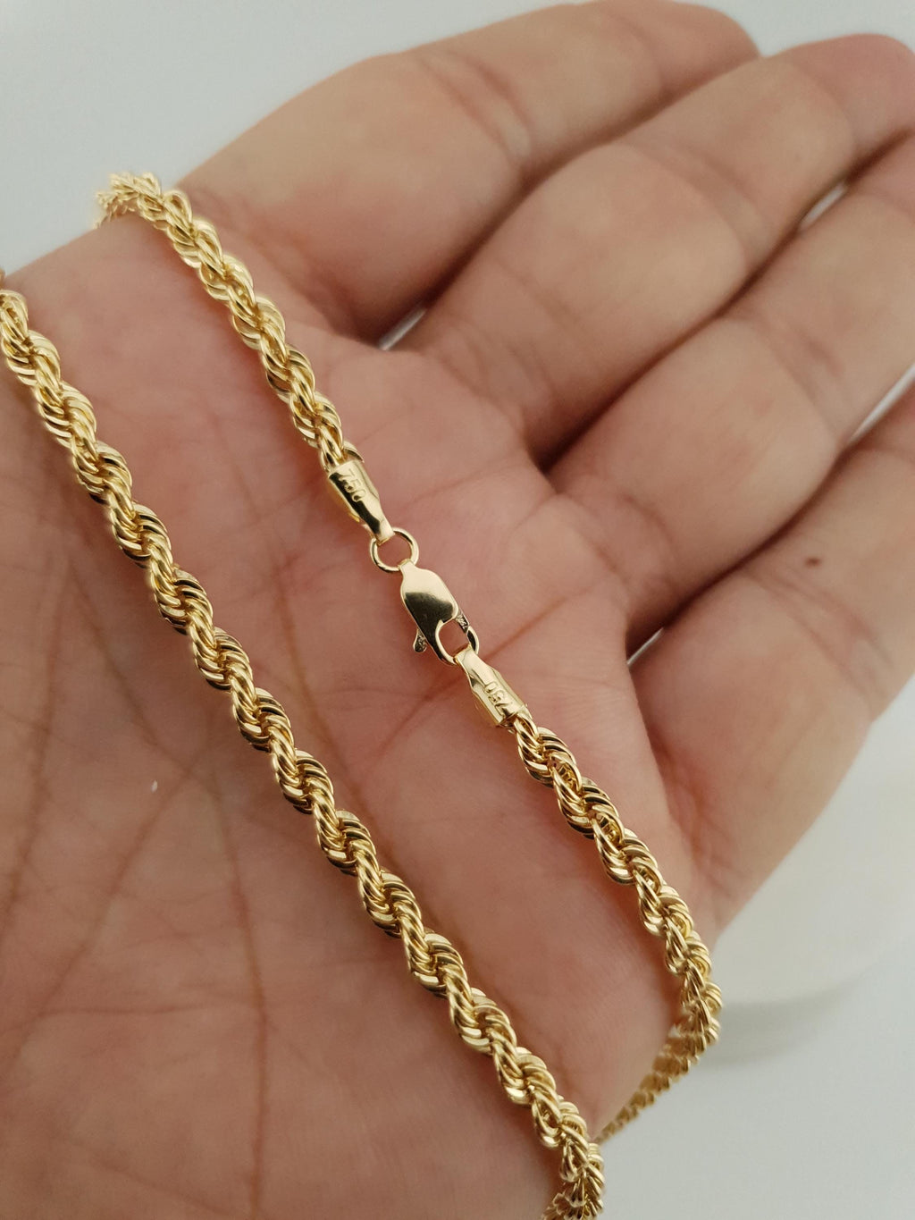 18K Gold Rope Chain Necklace 25 inch- 3.8mm Thickness – Twist Chain, Luxury Minimal Jewelry