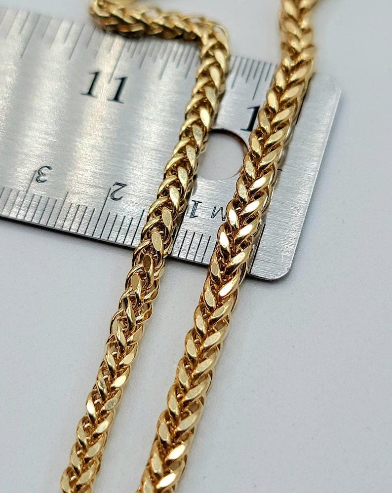 14K Real Gold  Franco Chain Necklace (4mm, 3mm), Unisex, Birthday gift, Foxtail Chain